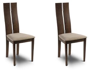 Cayman Set of 2 Dining Chairs, Walnut Faux Leather Wood (Brown)