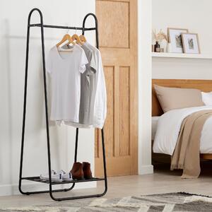 Clothes Rail with Built in Storage Shelf Black