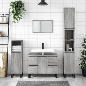 Bathroom Cabinet Grey Sonoma 30x30x100 cm Engineered Wood