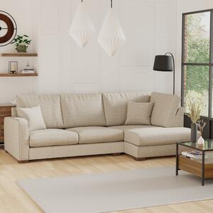 Carson Deep Sit Vivalife Stain-Resistant Fabric Corner Sofa Beige