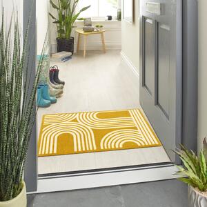 Marvel Curves Washable Doormat Yellow/White