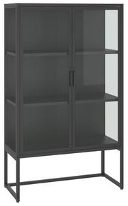 Highboard Anthracite 80x35x135 cm Steel and Tempered Glass