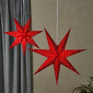 Blink LED hanging star, velvet look Ø 45 cm red