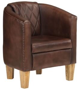 Tub Chair Light Brown Real Leather