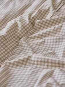 Café au Lait Gingham Washed Cotton Flat Sheet | Single | Piglet in Bed