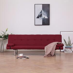 282191 Sofa Bed with Two Pillows Wine Red Polyester