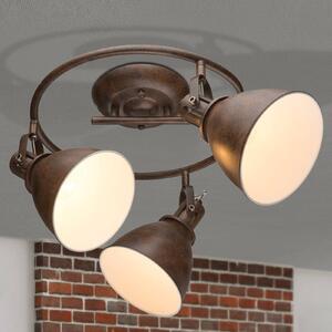 Three-bulb Giorgio ceiling spotlight, rusty brown