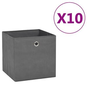 Storage Boxes 10 pcs Non-woven Fabric 28x28x28 cm Grey