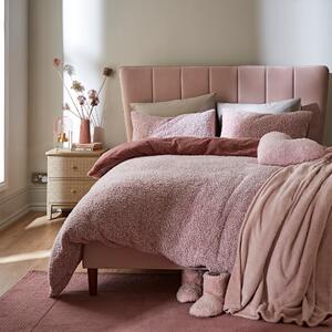 Teddy Bear Feather Soft Marl Reversible Duvet Cover and Pillowcase Set Pink