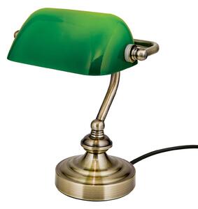 Zora - banker’s table lamp, green glass lampshade