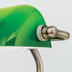 Zora - banker’s table lamp, green glass lampshade