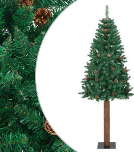 Slim Christmas Tree with Real Wood and Cones Green 150 cm PVC