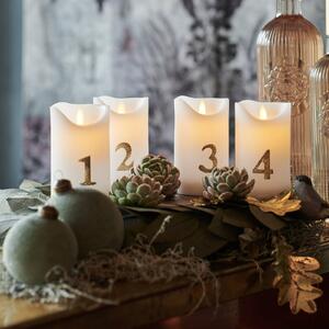 Sara Advent LED candle 4x height 12.5cm white/gold