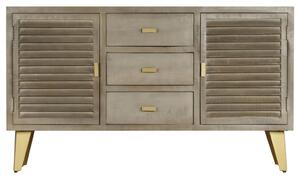 Drawer Cabinet Solid Mango Wood Grey with Brass 140x40x80 cm