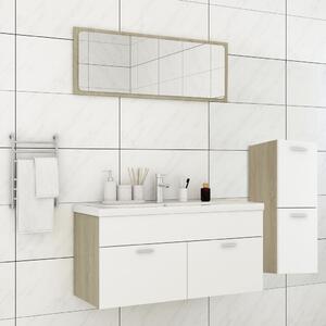 Bathroom Furniture Set White and Sonoma Oak Chipboard