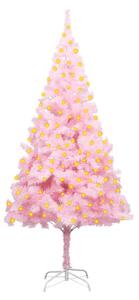 Artificial Christmas Tree with LEDs&Stand Pink 180 cm PVC