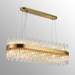 Hampton 24 Light Oblong Ceiling Pendant Light In Brass Finish With Clear Glass 100cm