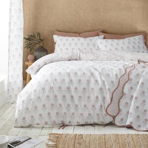 Pineapple Elephant Woodblock Floral Reversible Duvet Cover Bedding Set Clay