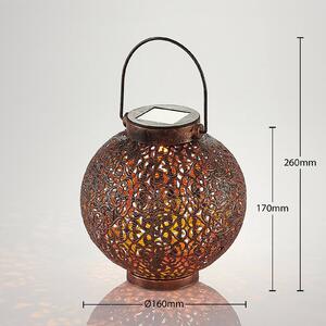 Dunjaris LED solar lantern, ornamentation, copper