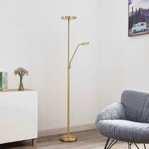 Lindby Sumani LED floor lamp, round, brass