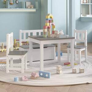 4 Piece Children Table and Chair Set White and Grey MDF