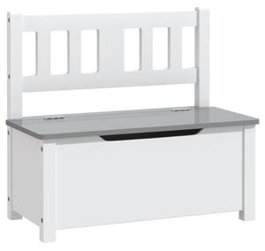 Children Storage Bench White and Grey 60x30x55 cm MDF