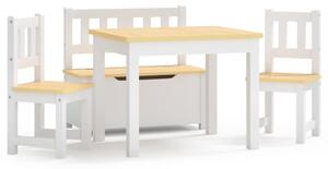 4 Piece Children Table and Chair Set White and Beige MDF