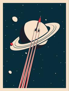 Art Print vintage rocket poster, martinwimmer