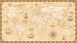 Map Vector antique world map with countries boundaries, MicrovOne