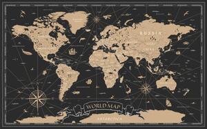 Map World Map Vintage Black Golden Detailed - Vector, dikobraziy