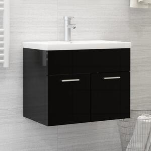 Sink Cabinet High Gloss Black 60x38.5x46 cm Chipboard