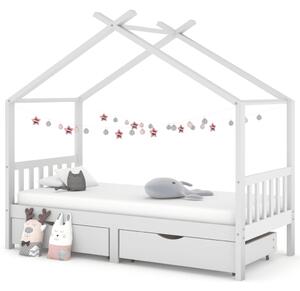 Kids Bed Frame with Drawers White Solid Pine Wood 90x200 cm