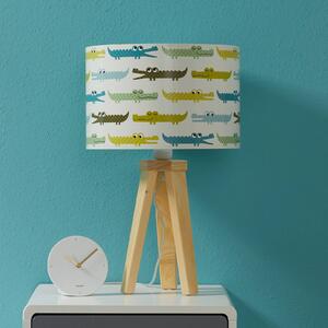 Colourful Kroko children’s table lamp with wood