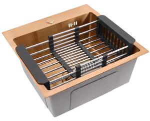 Steel sink with 3-piece accessory set REA Leo 40 Brush Copper