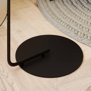 Viskan black floor arc lamp with fabric shade