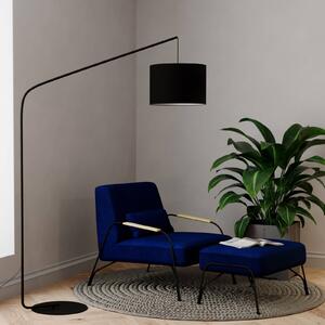 Viskan black floor arc lamp with fabric shade