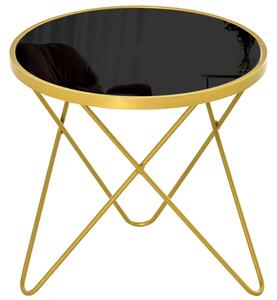 HOMCOM Glass Coffee Table, Accent End Side Table with Tempered Glass Top and Golden Metal Legs for Living Room, Bedroom, 43cmx43cmx40cm