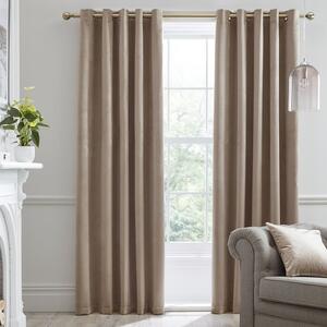 Montrose Ready Made Eyelet Blackout Curtains Linen