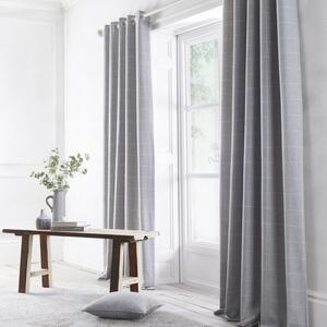 Windsor Check Ready Made Eyelet Curtains Silver