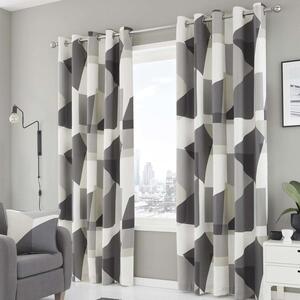 Geometra Ready Made Eyelet Curtains Charcoal