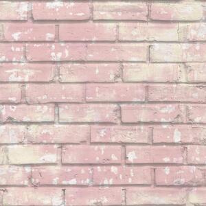 Urban Friends & Coffee Wallpaper Bricks Pink and White