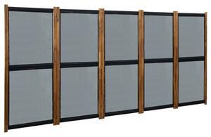 5-Panel Room Divider Black 350x170 cm