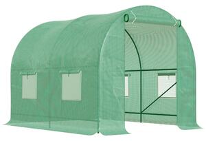 Outsunny Walk-In Greenhouse Reinforced Polytunnel Greenhouse Garden Plants Grow Waterproof Cover Galvanised Base w/ Slide Door, 2.5 x 2 m