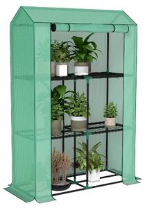 Outsunny 40 x 100cm Three Shelf Steel Frame Greenhouse - Green