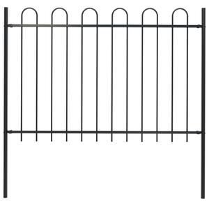 Garden Fence with Hoop Top Steel 1.7 m Black