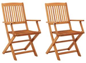 Folding Garden Chairs 2 pcs Solid Eucalyptus Wood