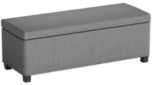 HOMCOM Storage Ottoman Bench, Corduroy Footstool with Removable Lid and Legs, 112cm Storage Chest Box for Living Room, Bedroom, Hallway, Grey