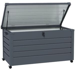 Outsunny 331 Litre Garden Storage Box, Waterproof Outdoor Storage Box with Wheels and Handles, for Tools, Cushions, Dark Grey Aosom UK