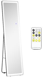 HOMCOM Freestanding Full-Length Mirror with LED Lights, Remote Control, Floor or Wall Mounted for Bedroom Aosom UK