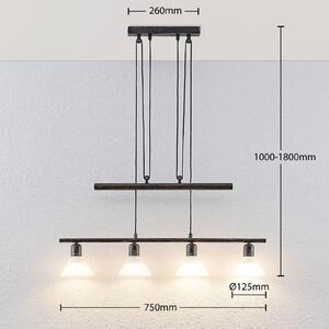 Height-adjustable pendant lamp Delira 4-bulb black
